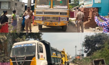 லாரிகளை சிறை பிடித்து பொதுமக்கள் போராட்டம்.!