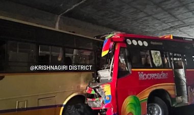 ஊத்தங்கரை அருகே தரைப்பாலத்தில் தனியார் பேருந்தும் அரசு பேருந்தும் நேருக்கு நேர் மோதி கோரவிபத்து 30 க்கும் மேற்பட்டோர் படுகாயம்.!