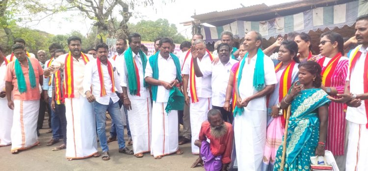 சர்க்கரை ஆலைக்கு எதிராக போராடிவரும் தமிழக கரும்பு விவசாயிகளுக்கு ஆதரவாக த வெ க .!