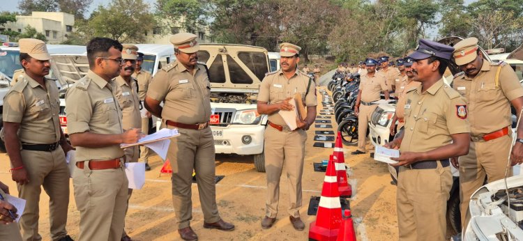 காவல்துறை வாகனங்களை பரிசோதனை செய்த மாவட்ட காவல் கண்காணிப்பாளர். !