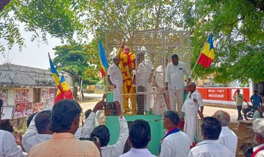 பா.ம.க சார்பில் அம்பேத்கர் சிலைக்கு   மாலை அணிவித்து மரியாதை .!