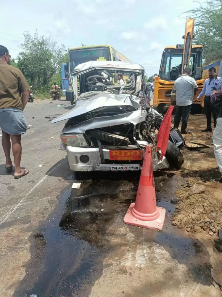 திருச்சி அருகே நடந்த சாலை விபத்தில் முசிறி வருவாய் கோட்டாட்சியர் சம்பவ இடத்திலேயே பலி.!