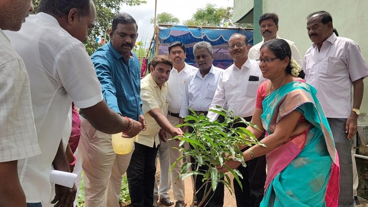 நரிமேரி ஊராட்சி ஒன்றிய. நடு நிலைப் பள்ளியில் பள்ளி மாணவ மாணவிகள் சார்பில் சாகுபடி செய்யப்பட்டுள்ள காய்கறி தோட்டத்தினை பார்வையிட்ட மாவட்ட ஆட்சியர் .!