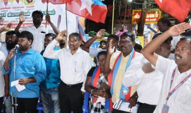 தென்காசியில் விடுதலை சிறுத்தைகள் கட்சியினர் கண்டன ஆர்ப்பாட்டம்.!