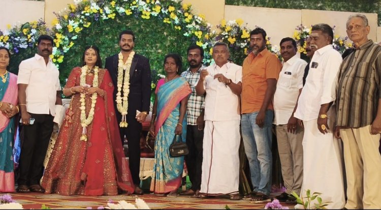 அசைவ விருந்துடன் அமர்க்களப்படுத்திய நாவலூர் ராஜாராம் இல்லத் திருமண வரவேற்பு விழா.! அமைச்சர் தா. மோ. அன்பரசன்  பங்கேற்று வாழ்த்து.!