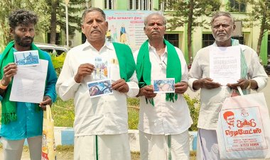 எரிந்து போன விவசாயியின் குடிசை வீடு,  இழப்பீடு கேட்டு மாவட்ட ஆட்சியரிடம் மனு கொடுத்த விவசாயிகள். !