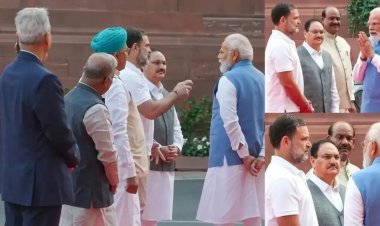 ராகுல் காந்தியை பார்த்ததும்.. திரும்பி வந்து பேசிய பிரதமர் மோடி .!